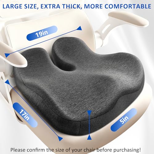 Thickened Seat Cushions for Office Chairs,Ergonomic Memory Foam seat Cushion，Sciatica Pain Relief Pillow for Long Sitting，Coccyx Cushion for Tailbone Pain,Office,Car,Pregnancy,Wheelchair by JIPORIER - Image 5