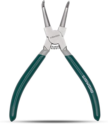 GINWORD Alicates de anillo de presión de mandíbula interna doblada de 7 pulgadas, alicates de clip de círculo, alicates de clip en C para retención