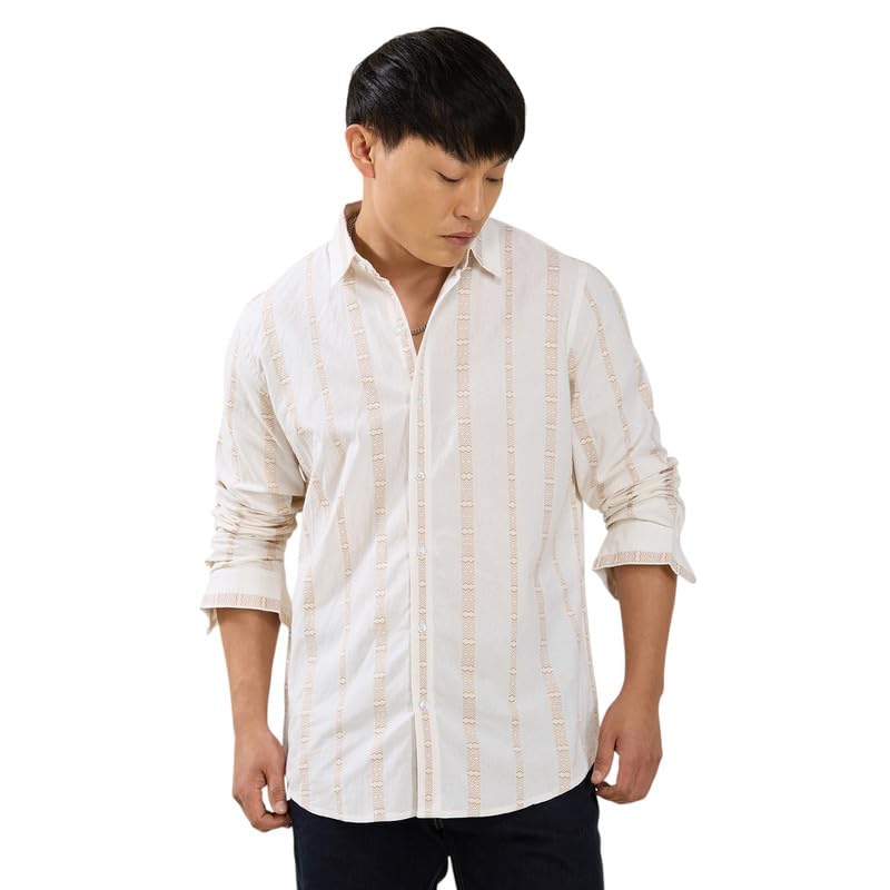 Image of Mens Striped Slim Fit Cotton Casual Shirt | Full Sleeves Mens Shirts | Stylish Shirt for Men