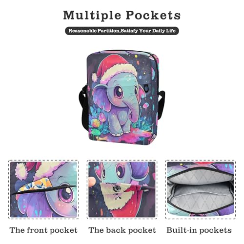 mens messenger bag Shoulder Crossover Bag Casual Everyday Purse Adjustable Strap for work work - Cute Elephant Dripping Paint2