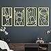 Cindeer 4 Pieces Mental Minimalist Abstract Woman Wall Art Single Line Drawing Wall Art Decor Modern Home Hanging Metal Wall Decor for Kitchen Bathroom Living Room (Gold)