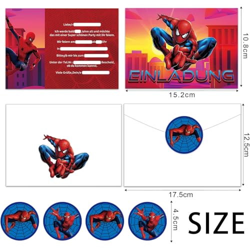 Einladungskarten Kindergeburtstag,12 Deutsche Einladungskarten,12 Umschläge,12 Tattoo Aufkleber,Thematische Party Geburtstag Einladung,Einladungen Geburtstag für Feierlichkeiten Geburtstagsfeiern