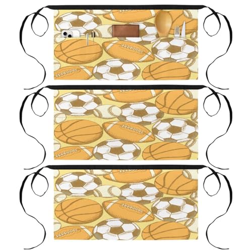 Demi-tablier pour cuisine et nettoyage lot de 3 pièces avec poches