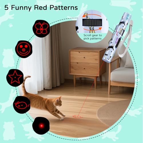 Image of TBTeek Cat Toy, Battery Screen, Cute Fun Creative Body, Rechargeable, 7 Adjustable Patterns, Interactive Kitten Pet Dog Chase Toy for Fun Chase Play Exercise (1pcs)