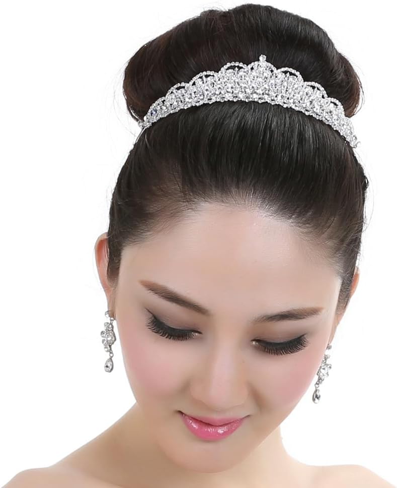 SAMKY Bride's Wedding Headpiece Bridal Tiara Crown Rhinestone Crystal Hair Accessories for Woman