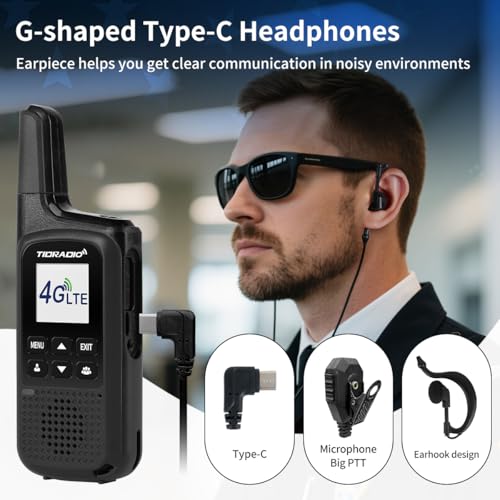 Image of TIDRADIO TD-M2 Rapid Global 4G LTE Walkie Talkies Unlimited Range with SIM Cards, Manage via APP, Long Distance Nationwide PoC Two Way Radios for Family, Logistics, Truck Fleet, Mall, 4 Pack