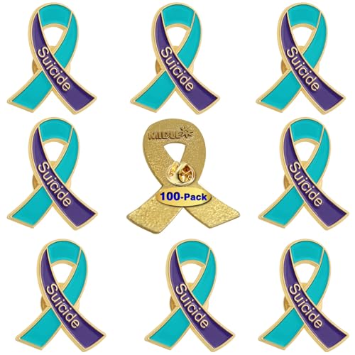 Image of 12 /20 /50 /100 Pcs Suicide Prevention Awareness Ribbon Enamel Lapel Pins