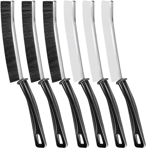 Yeria - Spazzola per la pulizia degli angoli con setole dure, per la pulizia profonda di finestre, bagni, lavelli da cucina e fughe delle piastrelle, 6 pezzi (3 Nero + 3 Bianchi)