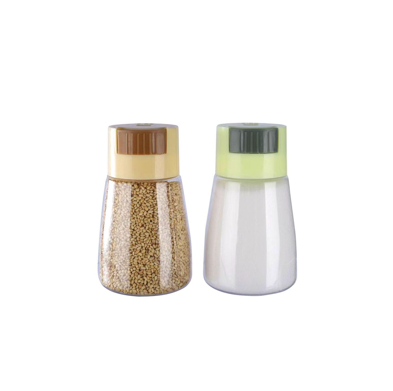 iNeibo Salt and Pepper Shakers Set, 2Pcs Plastic Salt Dispenser, Clear, with Squeezing Lid, Moisture Proof, Perfect for Cooking, Picnic, Outdoor BBQ, 1.2 Ounces for Easy Portability and Use