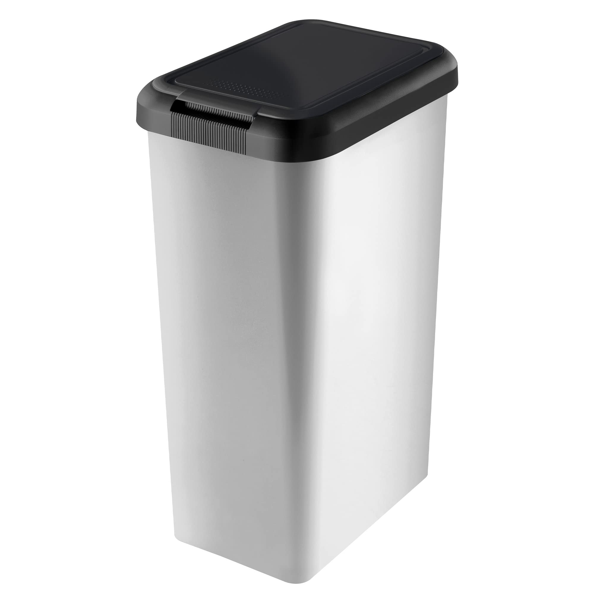 Tontarelli 45L Moda Swing & Lift Silver Bin - Metal Effect - 2 in 1 Unique Lid