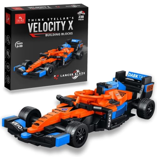 Image of Velocity X Racing Car Building Blocks Set - 225+ Pieces Toy Car Construction Kit for Kids 6+, Teens & Adults | Build 8 Unique Formula Race Cars | STEM Educational, Birthday Gift Toy