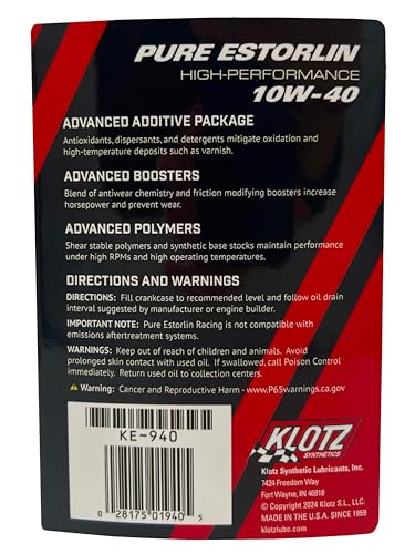 Klotz Pure Estorlin Aceite Sintético 10W-40 para Motor miniatura 5