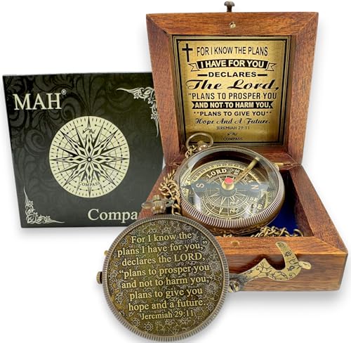 Handmade Religious Brass Compass Gift with Engraved & Embossed Faith Messages – Inspirational Christian Religious Gift Keepsake for Baptism, Confirmation, Christening, First Communion or Christmas