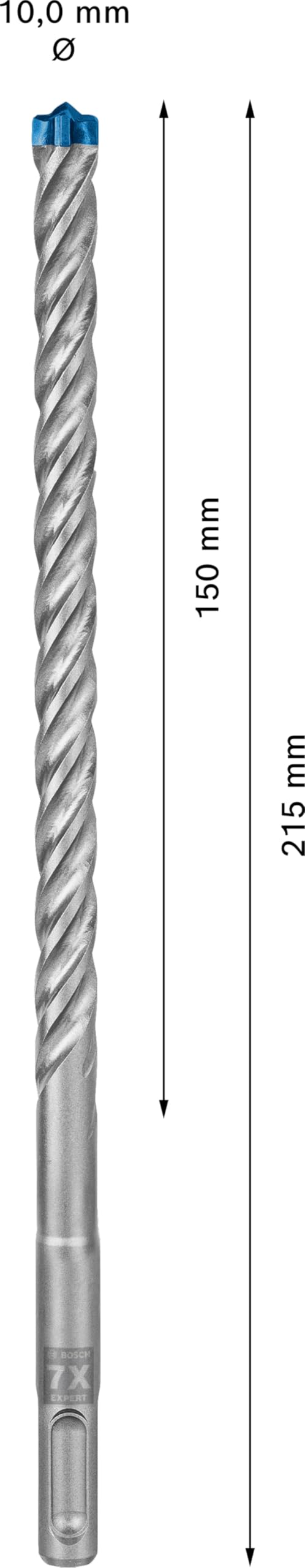 Bosch Professional 10x Brocas para martillo Expert SDS plus-7X (para Hormigón armado, Ø 10.00 x 215 mm, accesorios Martillo perforador rotativo)