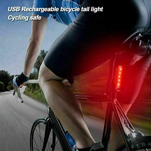 VJK USB wiederaufladbare Fahrradbeleuchtung vorne und hinten, 2 Stück Scooter-Licht, 5 LEDs, 4 Modi, vorne und hinten, Blinklicht, Sicherheitswarnlampe - 3