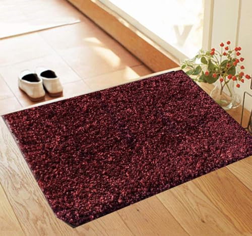 Image of Present Carpet for Room, Shaggy Rugs Fluffy Carpets, Indoor Modern Plush Area Rugs for Living Room Bedroom Kids Room, ETC Maroon 40x60 cm (16x24 Inch)