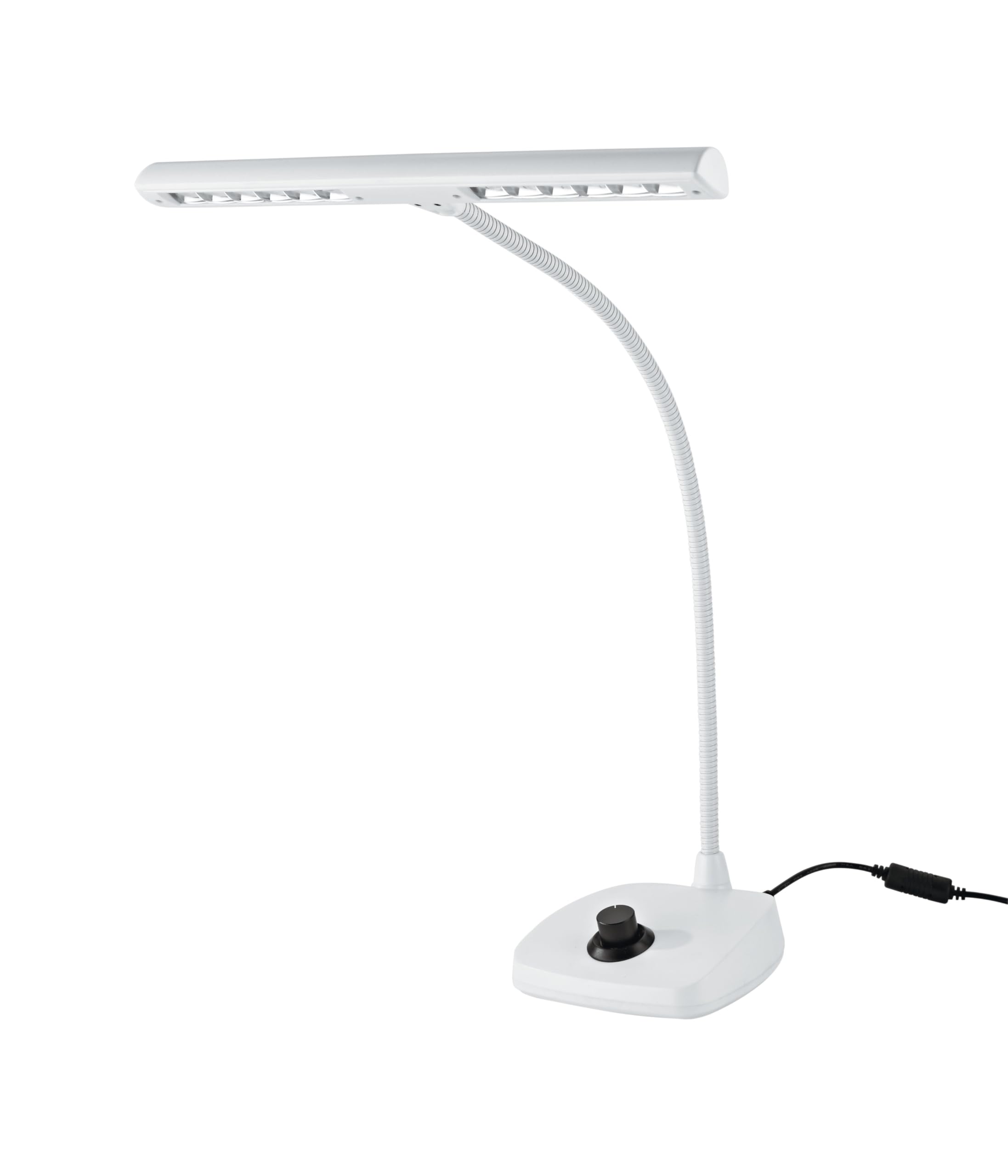 K&M 12298 LED-Pianoleuchte Weiß - 30 cm Lampenschirm - 12 dimmbare LEDs - mit Schwanenhals, 2500 Lux Helligkeit