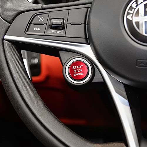 Image of Car Engine Start Stop Button Cover Sticker Decal Push to Start Ignition Button Trim fits for Alfa Romeo Giulia 952 Stelvio 949 2016-2026 Accessories