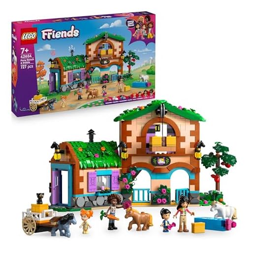 LEGO Friends Pony Ranch & Stable Toy - Building Set with 4 Mini Dolls, 3 Horse Toys, a Pet Cat Animal Figure & Accessories - Creative Gift for 7+ Year Old Girls - 42654