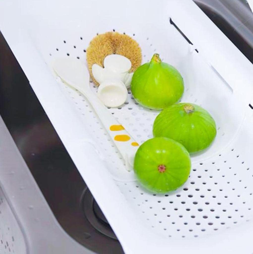 Cestino di scarico per lavello da cucina, colino estensibile sopra il lavandino, per lavare verdure e frutta, scolare pasta cotta e piatti secchi (grigio