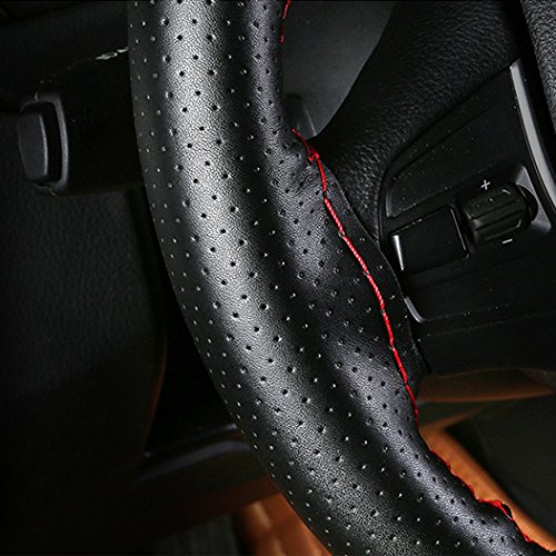 BOPRKTM DIY Lenkradbezug Aus Weichem Faserleder - Universal Für 38 Cm Lenkräder | Selbst Nähen