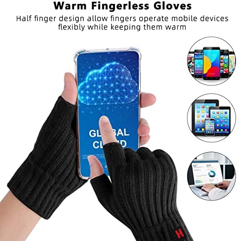 Fingerless Gloves - Men Winter Warm Gloves Half Finger Gloves Knited Fleece Thermal Gloves Working Outdoor Biking Driving for Men Women Gift