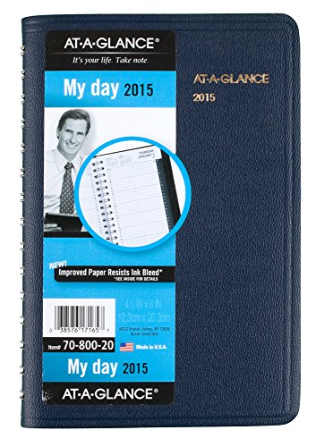 AT-A-GLANCE Daily Appointment Book 2015, Wirebound, 4.88 x 8 Inch Page Size, Blue (70-800-20)