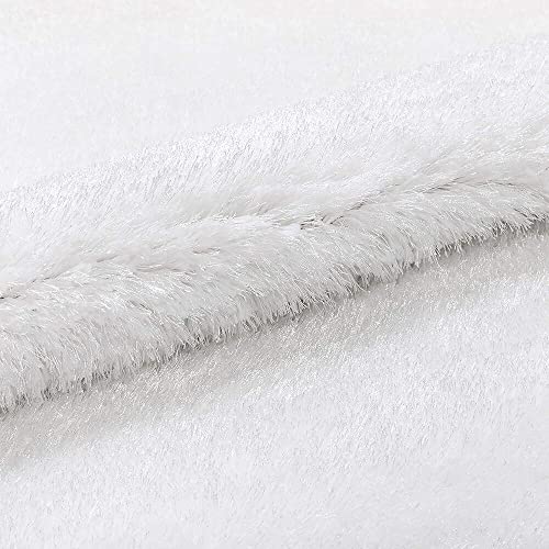 Image of F & B RUGS ; SUPERIOR QUALITY PRODUCTS Firoz and Brothers Handwoven Super Soft Indoor Modern Shag Microfibre Silky Fluffy Smooth 8x8 feet Snow White