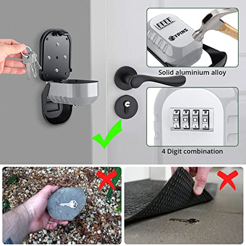 Eypins Key Lock Box For Outside,Key Safe Wall Mounted,Extra Large Space Capacity,Waterproof Key Box With 4 Digit Combination,House Keys Access Cards Car Keys Spare Keys Safe #TOP1