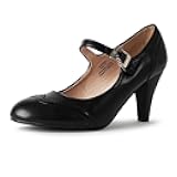 J. Adams Mary Jane Oxford Pumps - Cute Low Kitten Heels - Retro Round Toe Shoe with Ankle Strap - Kym