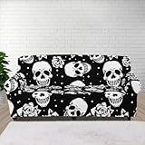 AFPANQZ Soft Couch Covers Day of The Dead Skull Print One Piece Sofa Slipcover Stretch Bottom Sturdy Fabric Cushion Covers Fashion Home Decortion Sofa Protector Cover