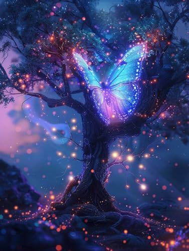 Pintar por números adultos mariposa y árbol kit de pintura acrílica 100x130cm sin marco W0-363
