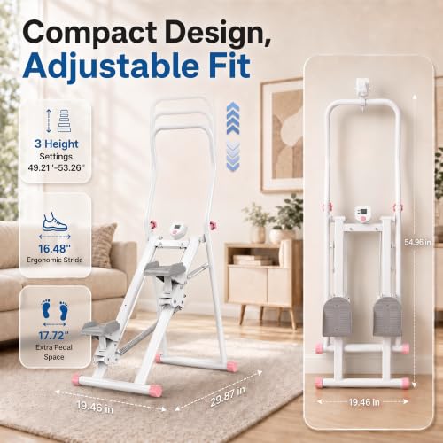 Image of EPHESPORT Stair Stepper for Home Gym, 2.0 Stair Climber with 3-Level Adjustable Resistance, Non-Slip Pedals, Digital Monitor & Phone Holder, Foldable Stepper for Legs Glutes Cardio