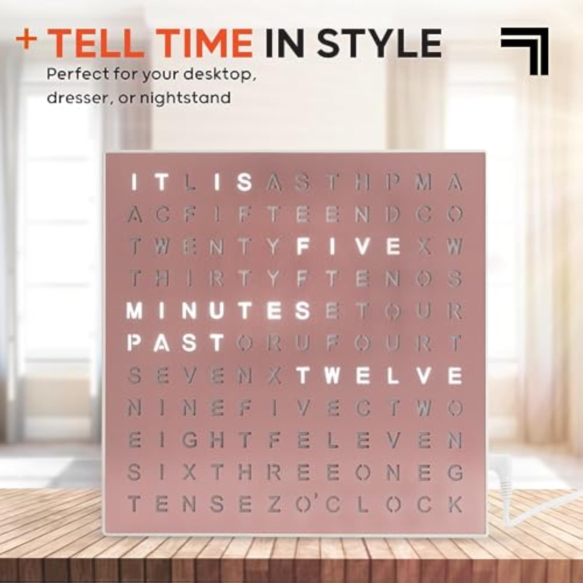 Modern Word Clock with LED Light, Unique Wall Decor