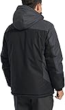 KEFITEVD Snowboard Jacket Men's Warm Lined Ski Jacket Waterproof Softshell Jacket with Hood Fleece Winter Jacket Breathable Functional Jacket, black / grey, S - 4