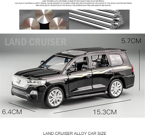 Image of Metal Pull Back Diecast Car 1:32 Land Cruiser Pull Back Car Model with Sound Light Boys Gifts Toys for Kids (Black)