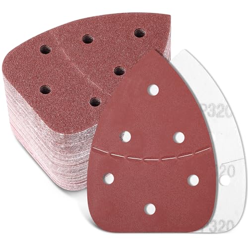 Ceoighe 96 Pcs Mouse Sander Sandpaper Detail Sanding Pads Compatible with Ryobi Sander 40 60 80 120 150 180 240 320 Grits Sand Paper Compatible with CFS1503K CFS1503 CFS1502 CFS1503G (with Cut Line)
