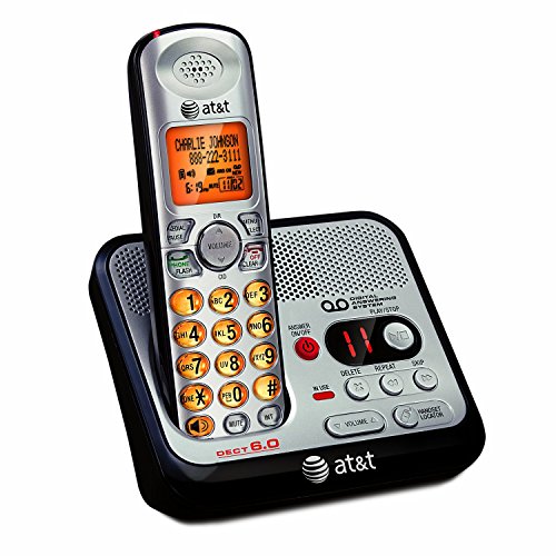 AT&T EL52100 DECT 6.0 Cordless Phone with Digital Answering System and Caller ID, Handset Speakerphone, Wall-Mountable, Silver/Black (Renewed)