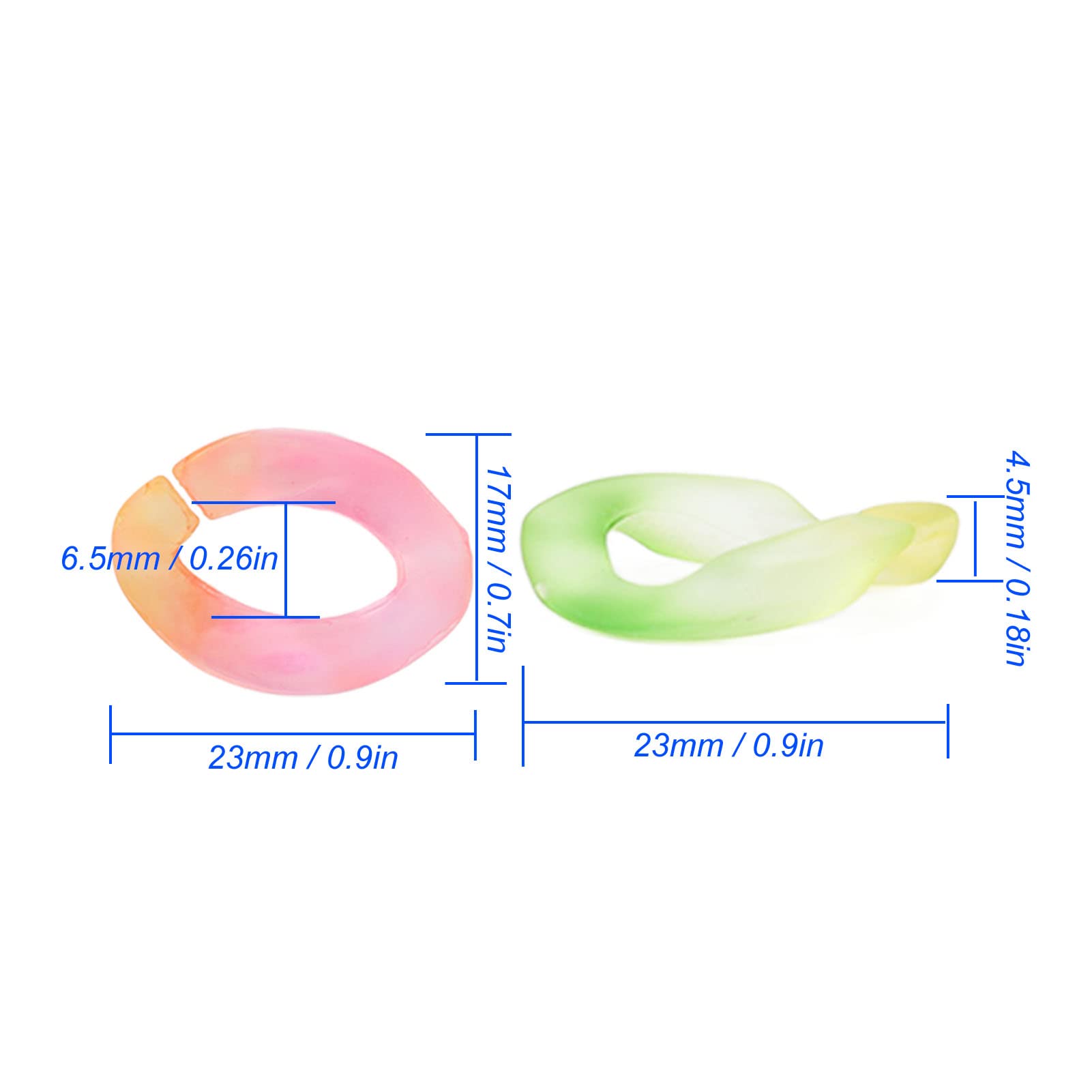 Acrylic Linking Rings, 50 PCS Acrylic Linking Chain Rings Colorful Detachable Oval Quick Link Connectors Open Linking Rings for Jewelry Making Chain Buckle Decoration (Transparent Two Color)