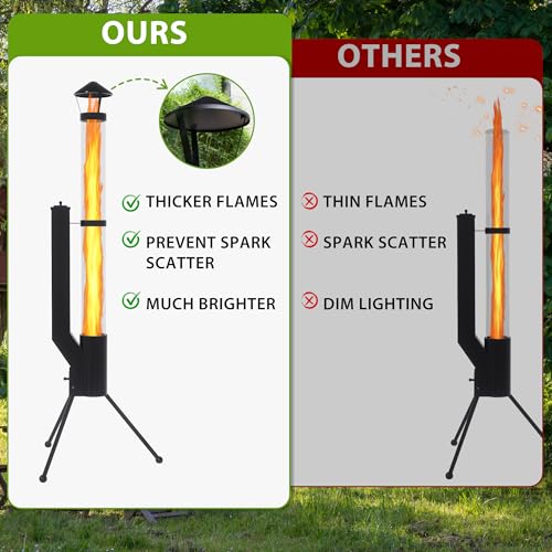 Beneouya 164 cm Raketenofen mit Glasrohr, Feuersäule und Pelletofen, Terrassenheizer und Gartenkamin für den Garten und die Terrasse