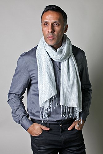 Men's Line Pattern Scarf With Tassels, Soft Versatile Dressy Party Classy #TOP4