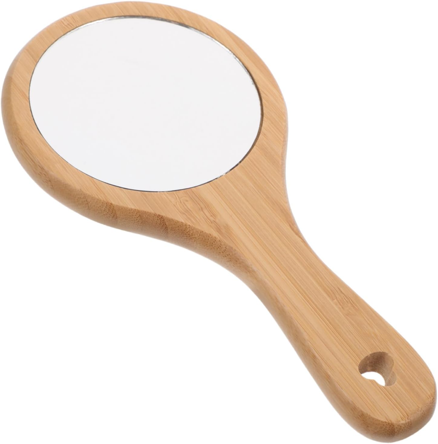 Wooden Handheld Makeup Mirror Handle Round Portable Cosmetic Mirror for Travel and Home Use Vintage Design for Beauty Routines and Salons
