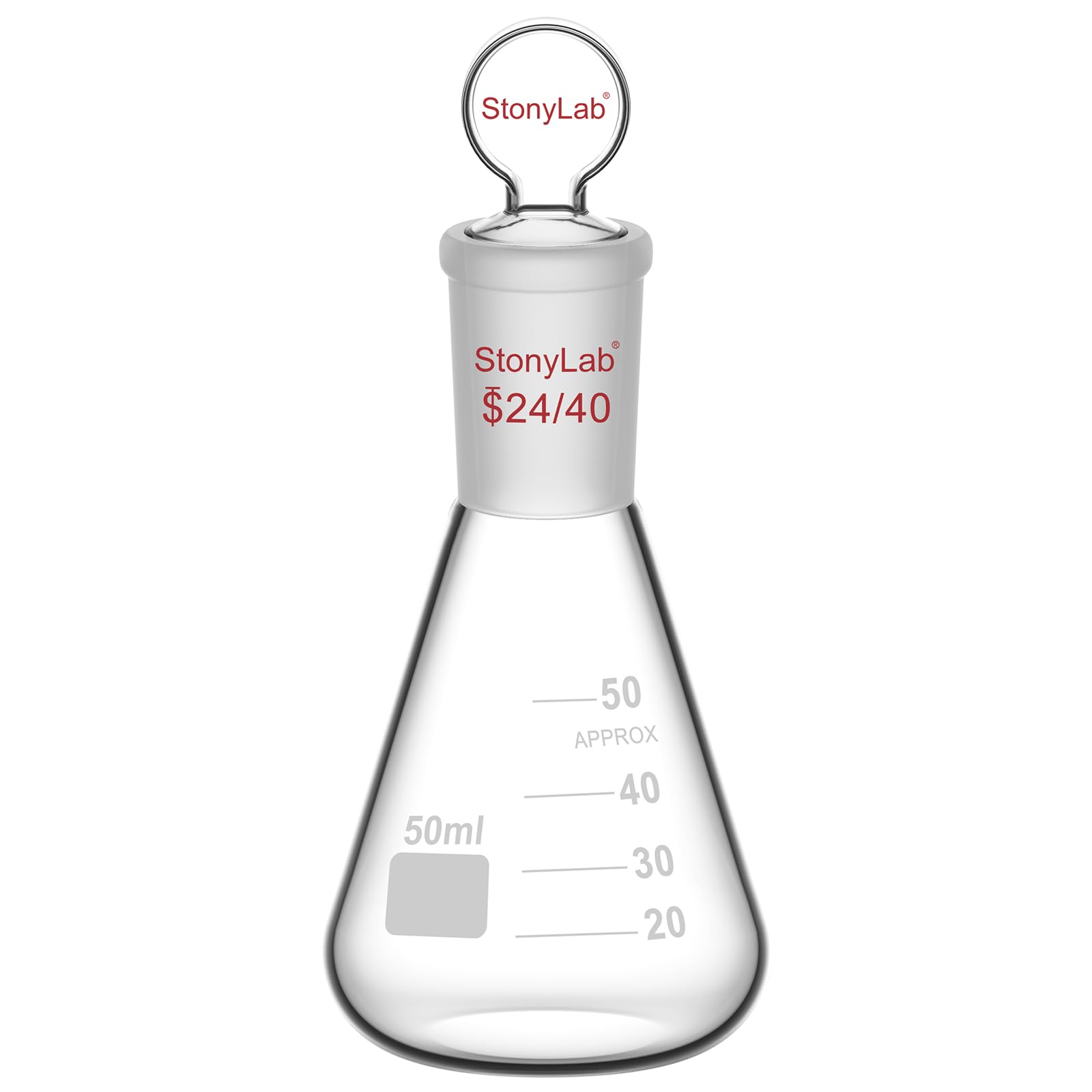 stonylab Glass 24/40 Erlenmeyer Flask with Stopper, 500 ml Borosilicate Glass Heavy Wall Flask with 24/40 Standard Taper Outer Joint and Glass Stopper — Amazon image 10