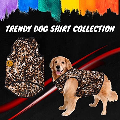 Image of Sage Square Funky Soft Material Dog T-Shirt | Cool /Funky Print Pet | Soft Light Weight | Comfortable & Breathable Dog Clothing | Trendy Vest Outfit (Leopard Print) (XLarge - 26inch)