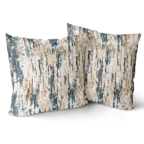 Giwawa Teal Gold Stripes Pillow Covers - Set of 2 Abstract Ink Line Throw Pillow Cover Modern Decorative Cushion Covers Minimalist Pillow Case Home Decor for Sofa Bed Living Room 18 x 18 inch