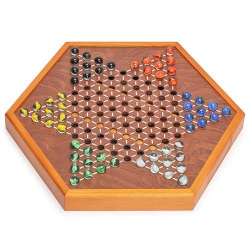 Juego de Mesa Damas Chinas de Madera con Canicas de Vidrio miniatura 6