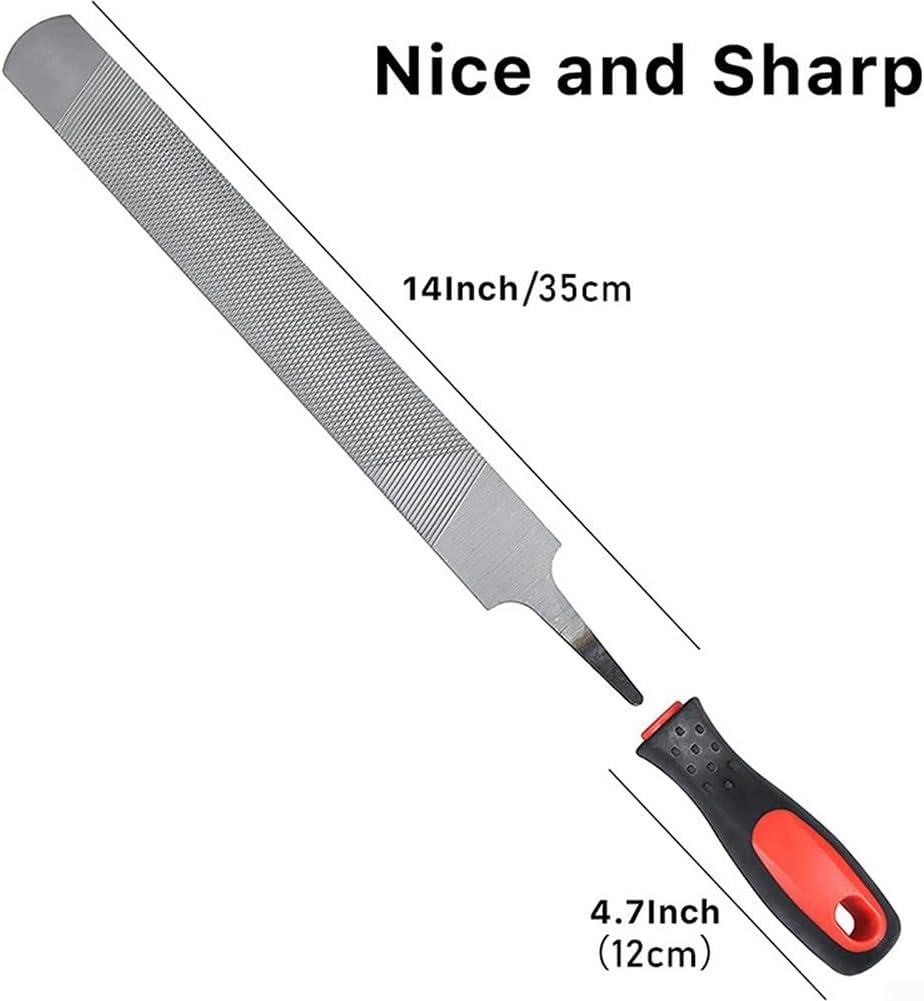 FABULETTA Horseshoe File 14 Inch, Double Sided Carbon Steel Trimming Tool for Horse Goat Pig, Non-Slip Handle Farrier Supplies