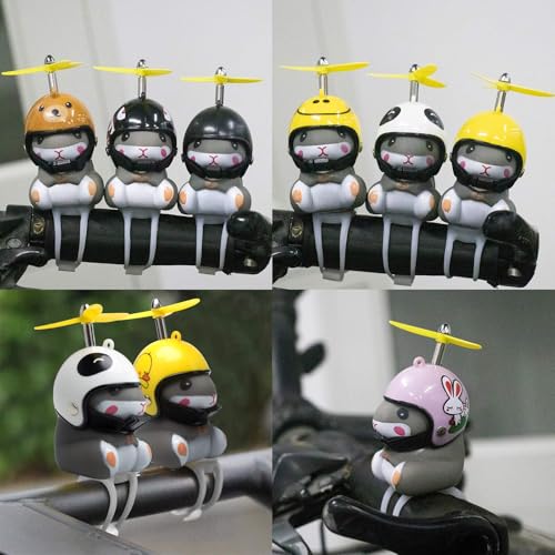 Image of wonuu Duck Bike Bell with Light and Helmet Cute Hamster Bicycle Horn, Dashboard Decoration Hamster Toy Motorcycle Bike Bells Rubber Duck Car Dashboard Decorations