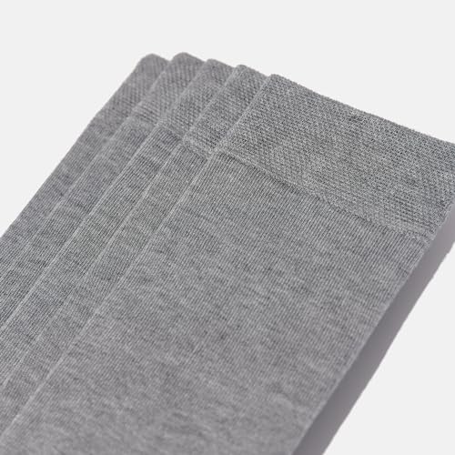 VRD Bamboo Mens Dress Socks for Men, 3-Pack, Pacific Grey, Melange Grey Crew Length Mid-Calf Socks, Mens Shoe Size 8-134