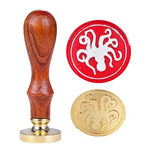 YGHM Octopus Wax Seal Stamp Elegangt Natural Rosewood Handle Sealing Wax Stamp Kit Gift Wine Package Wedding Invitations Card Envelope Letters Seal Stamp